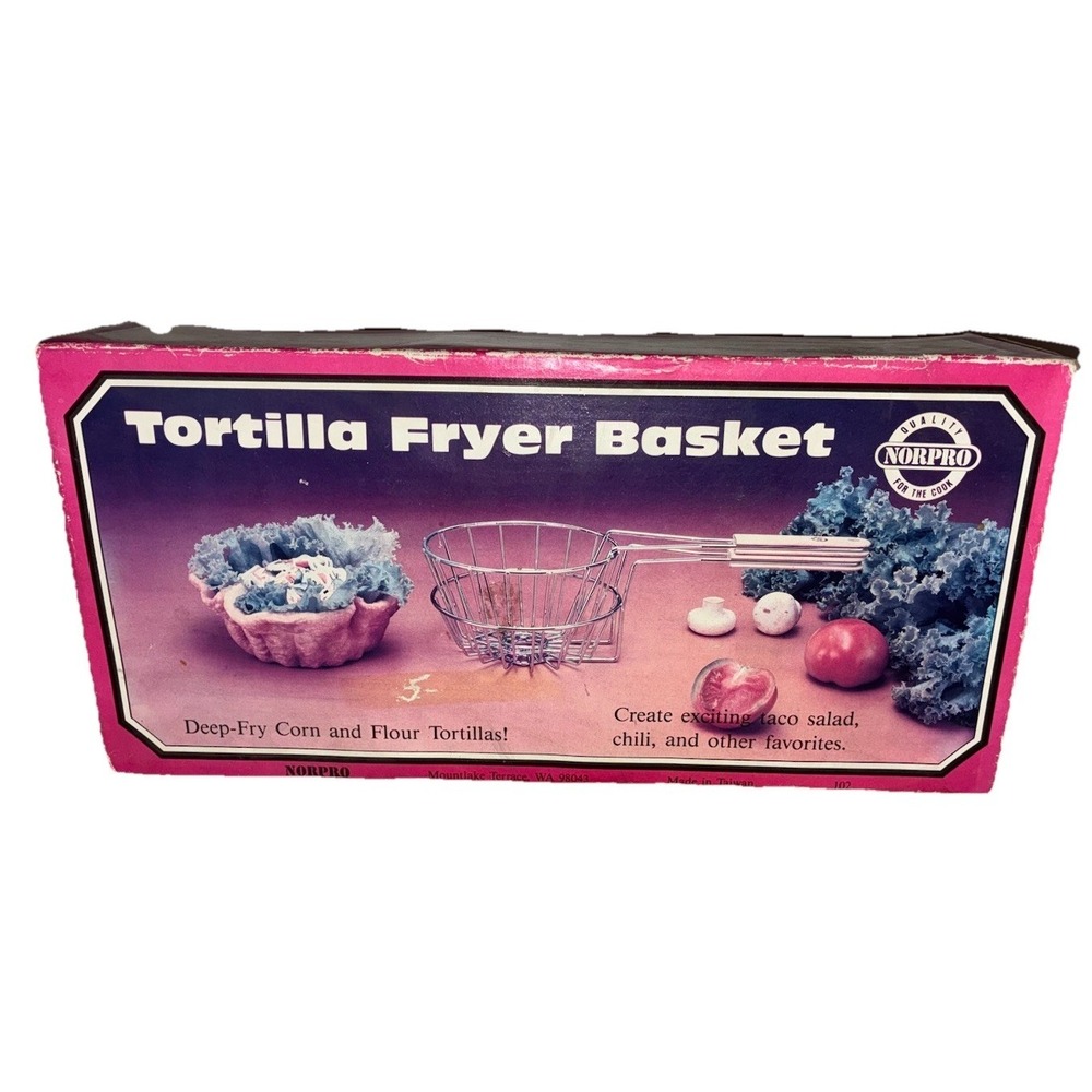 Norpro Tortilla Fryer Basket 2-Piece Set Taco Salad Shell Fryer Vintage NEW
